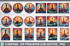 Psychedelic Lighthouse Air Freshener | Sublimation Car Fresh Product Image 2