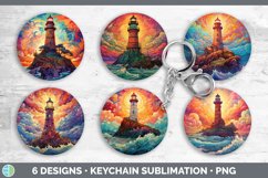 Psychedelic Lighthouse Keychain | Sublimation Keyring Design Product Image 2