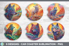 Psychedelic Wolf Car Coaster | Sublimation Coaster Designs B Product Image 2