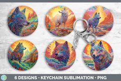Psychedelic Wolf Keychain | Sublimation Keyring Designs Bund Product Image 2