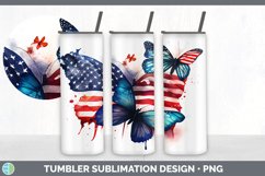 Patriotic Butterflies Tumbler | Sublimation 20 oz Skinny Tum Product Image 6