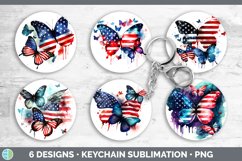 Patriotic Butterflies Keychain | Sublimation Keyring Designs Product Image 2