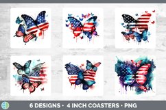 Patriotic Butterflies Square Coaster | Sublimation Coaster D Product Image 2