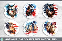 Patriotic Owl Bird Car Coaster | Sublimation Coaster Designs Product Image 2