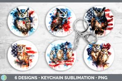 Patriotic Owl Bird Keychain | Sublimation Keyring Designs Bu Product Image 2