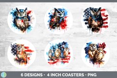 Patriotic Owl Bird Round Coaster | Sublimation Coaster Desig Product Image 2