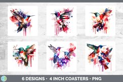 Patriotic Hummingbird Square Coaster | Sublimation Coaster Product Image 2