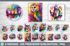 Rainbow Owl Air Freshener | Sublimation Designs Bundle Product Image 1