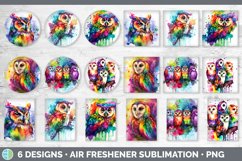 Rainbow Owl Air Freshener | Sublimation Designs Bundle Product Image 2