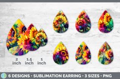 Rainbow Sunflowers Teardrop Earring | Sublimation Designs Bu Product Image 2