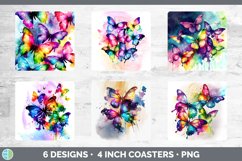 Stained Glass Butterflies Square Coaster | Sublimation Co Product Image 2