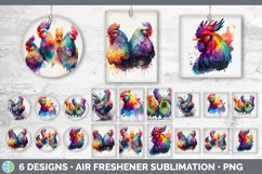 Rainbow Chicken Air Freshener | Sublimation Designs Bundle Product Image 1