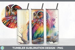 Rainbow Elf Owl Tumbler | Sublimation 20 oz Skinny Tumbler D Product Image 6