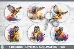 Rainbow Snowy Owl Keychain | Sublimation Keyring Designs Bun Product Image 2
