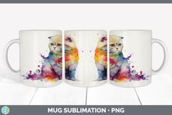 Rainbow Scottish Fold Cat Mug Sublimation | Coffee Cup Backg Product Image 7