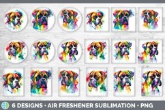 Rainbow Boxer Dog Air Freshener | Sublimation Car Freshener Product Image 2