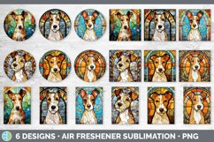 Stained Glass Fox Terrier Dog Air Freshener | Sublimation Ca Product Image 2