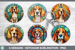 Stained Glass Beagle Dog Keychain | Sublimation Keyring Desi Product Image 2