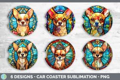 Stained Glass Chihuahua Dog Car Coaster | Sublimation Coaste Product Image 2