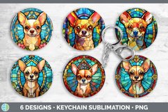 Stained Glass Chihuahua Dog Keychain | Sublimation Keyring D Product Image 2