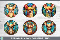 Stained Glass Chihuahua Dog Round Coaster | Sublimation Coas Product Image 2