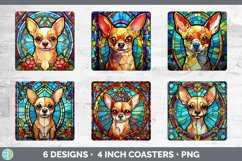 Stained Glass Chihuahua Dog Square Coaster | Sublimation Coa Product Image 2
