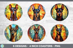 Stained Glass Doberman Pinscher Dog Round Coaster | Sublimat Product Image 2