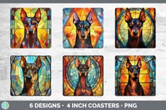 Stained Glass Doberman Pinscher Dog Square Coaster | Sublima Product Image 2