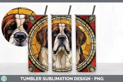 Stained Glass Saint Bernard Dog Tumbler | Sublimation 20 oz Product Image 2