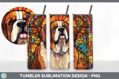 Stained Glass Saint Bernard Dog Tumbler | Sublimation 20 oz Product Image 4