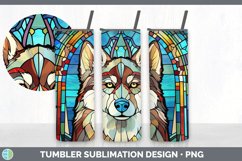 Stained Glass Husky Dog Tumbler | Sublimation 20 oz Skinny T Product Image 2