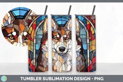 Stained Glass Husky Dog Tumbler | Sublimation 20 oz Skinny T Product Image 3