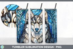 Stained Glass Husky Dog Tumbler | Sublimation 20 oz Skinny T Product Image 5