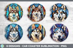 Stained Glass Husky Dog Car Coaster | Sublimation Coaster De Product Image 2