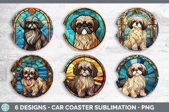 Stained Glass Pekingese Dog Car Coaster | Sublimation Coaste Product Image 2