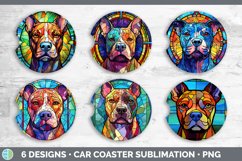 Stained Glass Pit Bull Dog Car Coaster | Sublimation Coaster Product Image 2