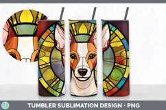 Stained Glass Basenji Dog Tumbler | Sublimation 20 oz Skinny Product Image 3