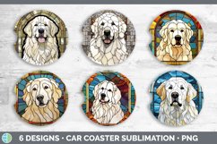 Stained Glass Great Pyrenees Dog Car Coaster | Sublimation C Product Image 2