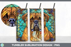Stained Glass Mastiff Dog Tumbler | Sublimation 20 oz Skinny Product Image 4