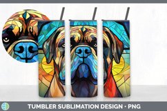 Stained Glass Mastiff Dog Tumbler | Sublimation 20 oz Skinny Product Image 5