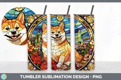 Stained Glass Shiba Inu Dog Tumbler | Sublimation 20 oz Skin Product Image 6