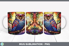 Stained Glass Owl Bird Mug Wrap | Sublimation Coffee Cup Des Product Image 2