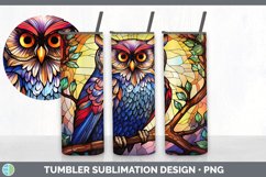 Stained Glass Owl Bird Tumbler | Sublimation 20 oz Skinny Tu Product Image 2