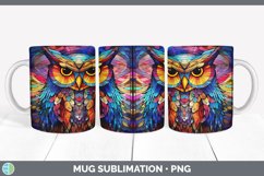 Stained Glass Owl Bird Mug Wrap | Sublimation Coffee Cup Des Product Image 4