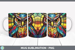 Stained Glass Owl Bird Mug Wrap | Sublimation Coffee Cup Des Product Image 5
