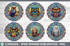 Stained Glass Owl Bird Wind Spinner | Sublimation Spinner De Product Image 2