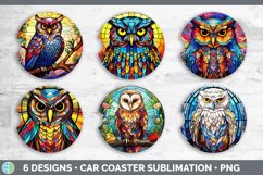 Stained Glass Owl Bird Car Coaster | Sublimation Coaster Des Product Image 2