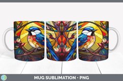 Stained Glass Chickadee Bird Mug Wrap | Sublimation Coffee C Product Image 2