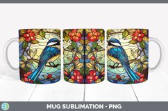 Stained Glass Chickadee Bird Mug Wrap | Sublimation Coffee C Product Image 3