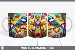 Stained Glass Chickadee Bird Mug Wrap | Sublimation Coffee C Product Image 4